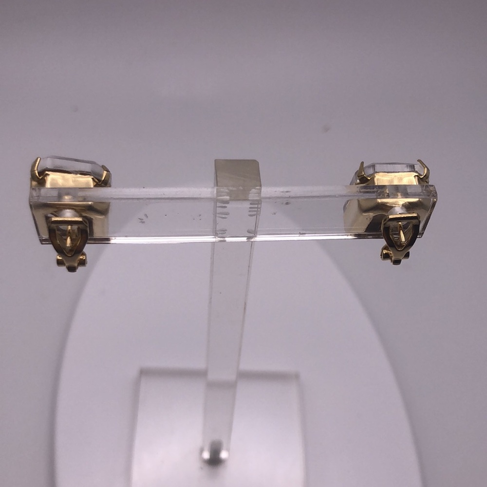 Vtg Rectangular Shape Clear Stone Silver Frame St… - image 3